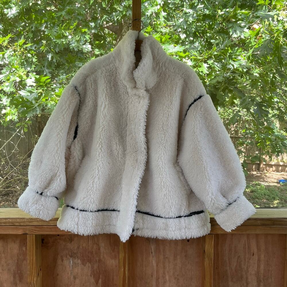 ASOS Design Women's Borg Aviator Oversized Fleece Coat Size 12